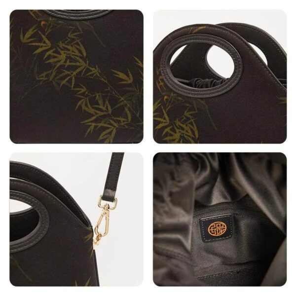 09_祥雲舎_絹_竹_黒_巾着_バケツバッグ_YS120670 09_Xiangyunsha_Silk_Bamboo_Black_Drawstring_Bucket_Bag_YS120670