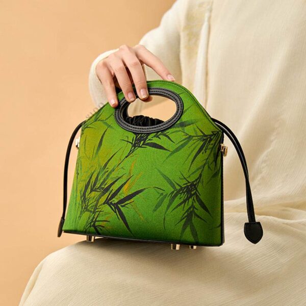 2_祥雲舎_絹_竹_緑_巾着袋_YS120670-2 2_Xiangyunsha_Silk_Bamboo_Green_Drawstring_Bucket_Bag_YS120670-2