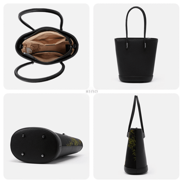 2_祥雲舎_シルク_バンブープリント_クロスボディ_バケットバッグ_P110608 2_Xiangyunsha_Silk_Bamboo_Print_Crossbody_Bucket_Bag_P110608