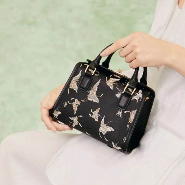ブロケードジャカードシックボストンバッグバタフライデザインJD170615-1_1 BrocadeJacquardChicBostonBagButterflyDesignJD170615-1_1