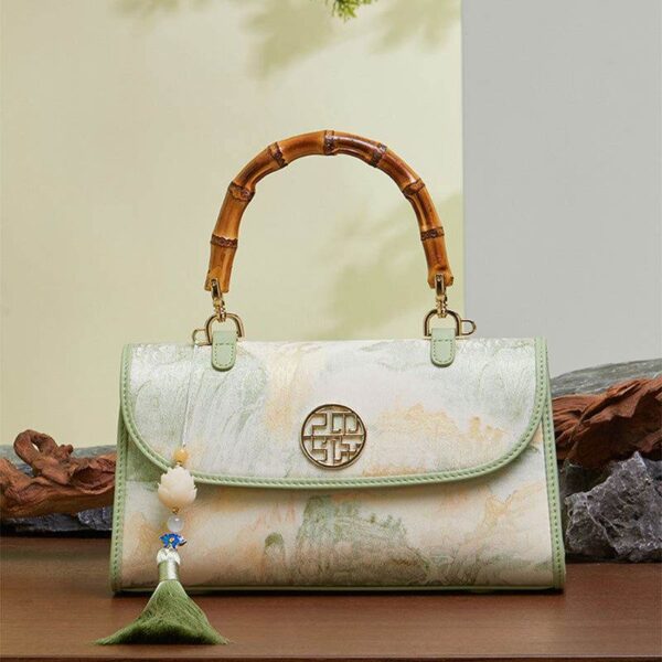 中国風_桑_シルク_竹_ハンドバッグ_-_中文-2468205 Chinese_Style_Mulberry_Silk_Bamboo_Handle_Handbag_-_SinoCultural-2468205