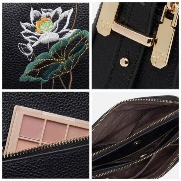 刺繍_レザー_ブラック_ロータス_ショルダーバッグ_-_中文2470534 Embroidery_Leather_Black_Lotus_Shoulder_Bag_-_SinoCultural-2470534
