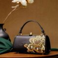 P110149_Embroidery_Leather_Chain_Barrel_Bag_Royal_Gold_Peony_Luxury_Handbag_1