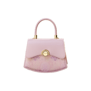 Brocade Mulberry Silk Bag Powder Pink Floral Designer Handbag