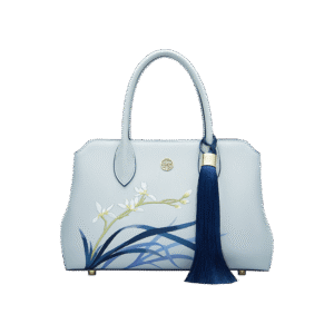 Embroidery Leather Crossbody Tote Bag Blue Orchid Handbag