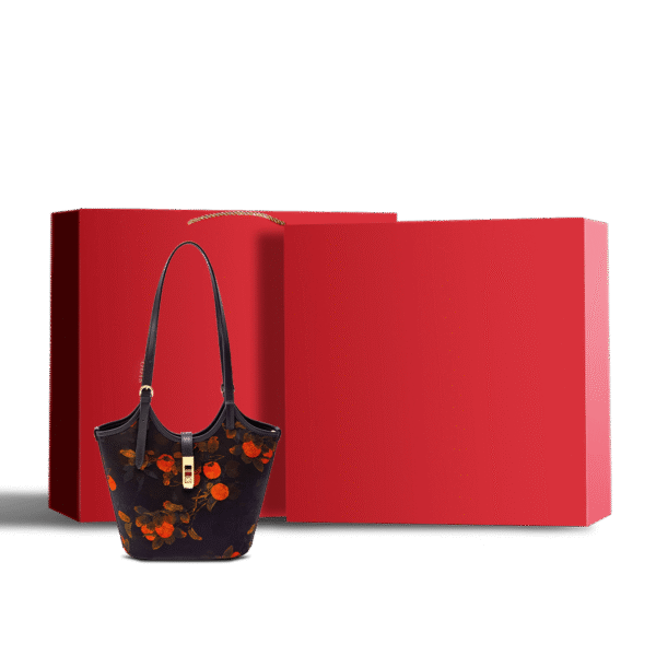 中文_-_祥雲舎_絹_皮_柿_バケツバッグ_YS120762 SinoCultural_-_Xiangyunsha_Silk_Leather_Printed_Persimmon_Bucket_Bag_YS120762