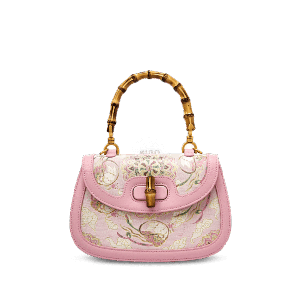 Song-Brocade-Pink-Mulberry-Silk-Handbag-Bamboo-Handle-Front-View