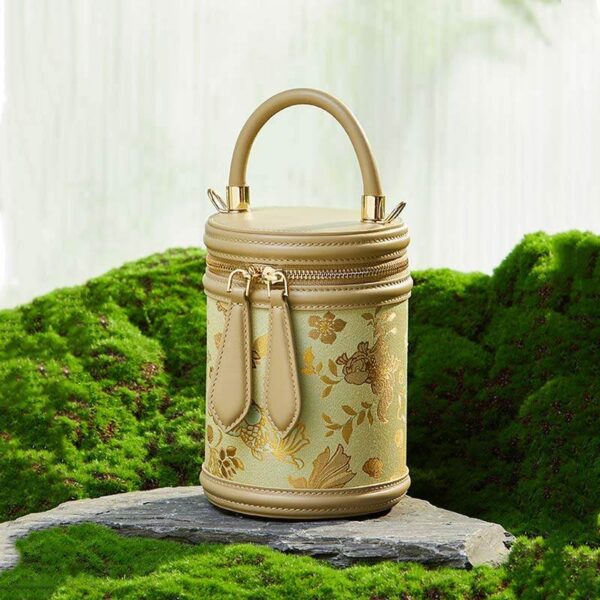 歌_ブロケード_レザー_バケット_シリンダー_バッグ_-_中文-2483329 Song_Brocade_Leather_Bucket_Cylinder_Bag_-_SinoCultural-2483329