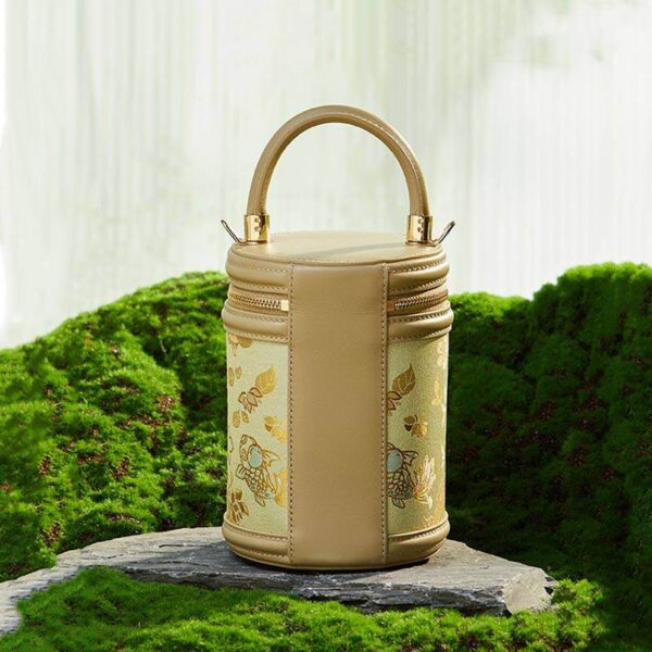 歌_ブロケード_レザー_バケット_シリンダー_バッグ_-_中文-2483338 Song_Brocade_Leather_Bucket_Cylinder_Bag_-_SinoCultural-2483338