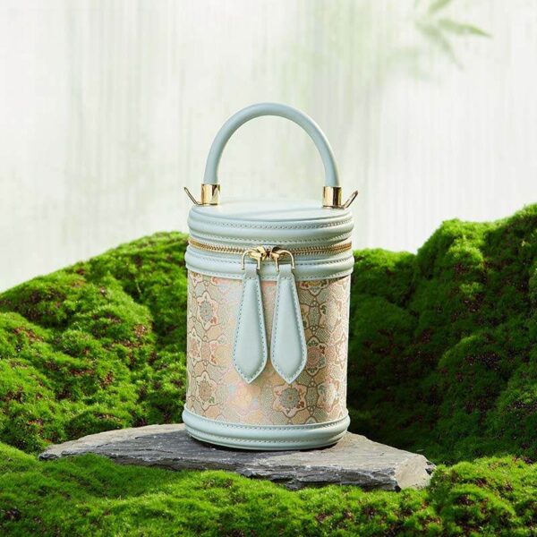 歌_ブロケード_レザー_バケット_シリンダー_バッグ_-_中文-2483380 Song_Brocade_Leather_Bucket_Cylinder_Bag_-_SinoCultural-2483380