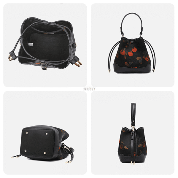 襄雲社_シルク_レザー_プリント_柿_バケツバッグ_YS220680_0 Xiangyunsha_Silk_Leather_Printed_Persimmon_Bucket_Bag_YS220680_0