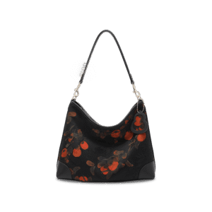 Xiangyunsha Silk Leather Printed Persimmon Shoulder Bag