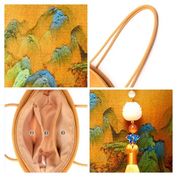 桑の木_シルク_手作り_トートバッグ_中国文化_絵画_プリント a_A_Thousand_Li_of_Rivers_and_Mountains_Mulberry_Silk_Handcrafted_Tote_Bag_SinoCultural_Chinese_Painting_Print