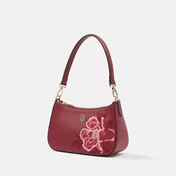 c_刺繍_レザー_赤_ショルダーバッグ_牡丹_レディース_ホーボーバッグ c_Embroidery_Leather_Red_Shoulder_Bag_Peony_Women_s_Hobo_Handbag