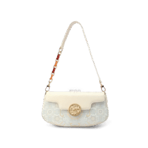 Octagonal Gradient Brocade White Luxury Shoulder Bag