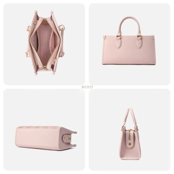 song-brocade-leather-handbag-pink-gold-dingsheng-motif-detail-capacity-back-base-side song-brocade-leather-handbag-pink-gold-dingsheng-motif-detail-capacity-back-base-side