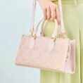 song-brocade-leather-handbag-pink-gold-dingsheng-motif-model-shoulder-handheld
