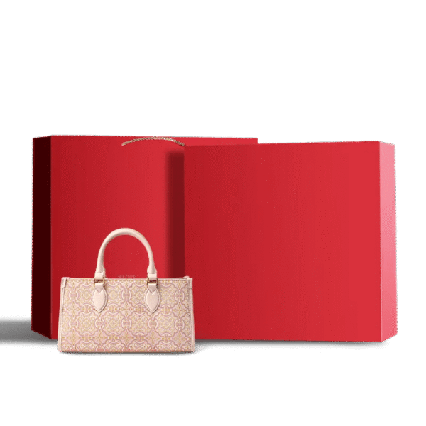 song-brocade-leather-handbag-pink-gold-dingsheng-motif-with-red-gift-box song-brocade-leather-handbag-pink-gold-dingsheng-motif-with-red-gift-box
