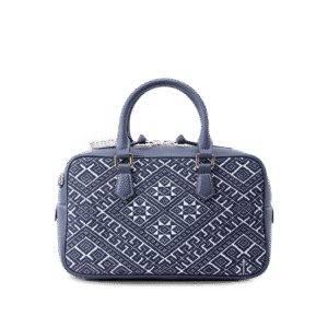 Zhuang Brocade Flying Swallow Motif Embroidered Leather Crossbody Bag